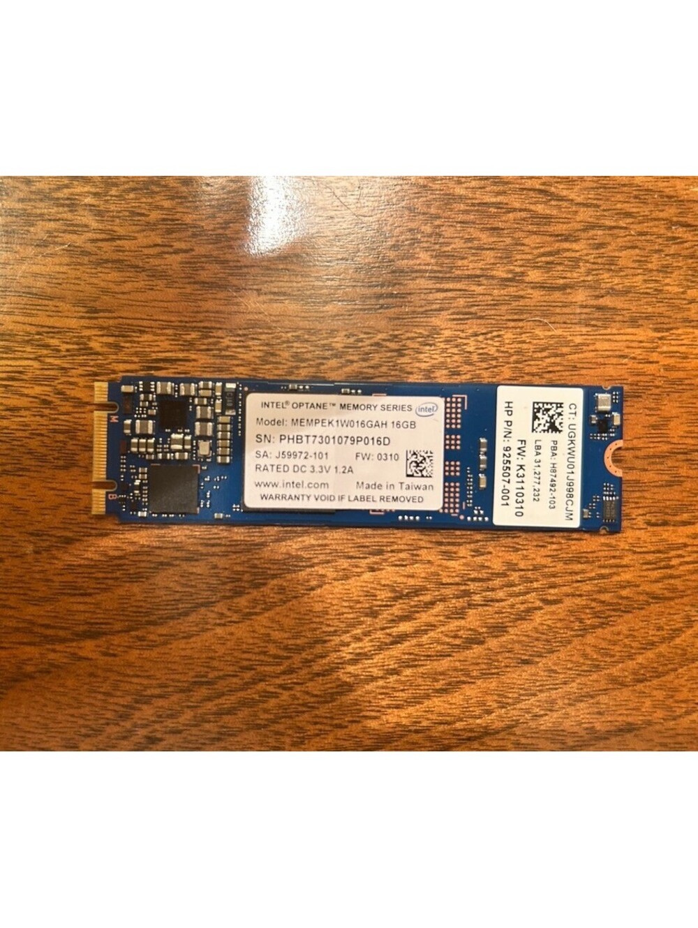Intel Optane 16GB M.2 2280 NVMe Memory MEMPEK1W016GAH HP 925507-001